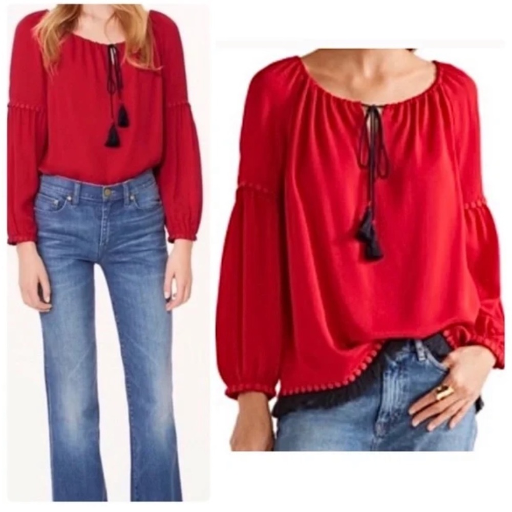 Tory Burch Red Crepe Silk Sylvie Tunic